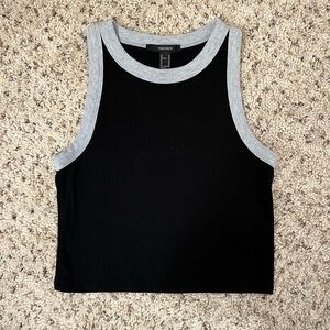 Forever 21 Women’s Ribbed Cropped Tank Top Grey & Black Size M